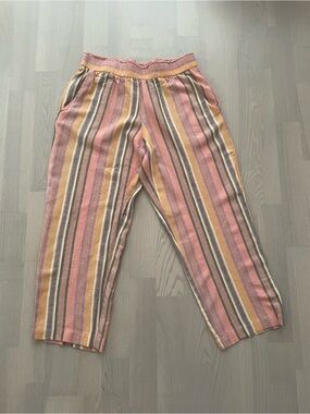 DREW Anthropologie Soft Striped Pastel Lightweight Capri Pants